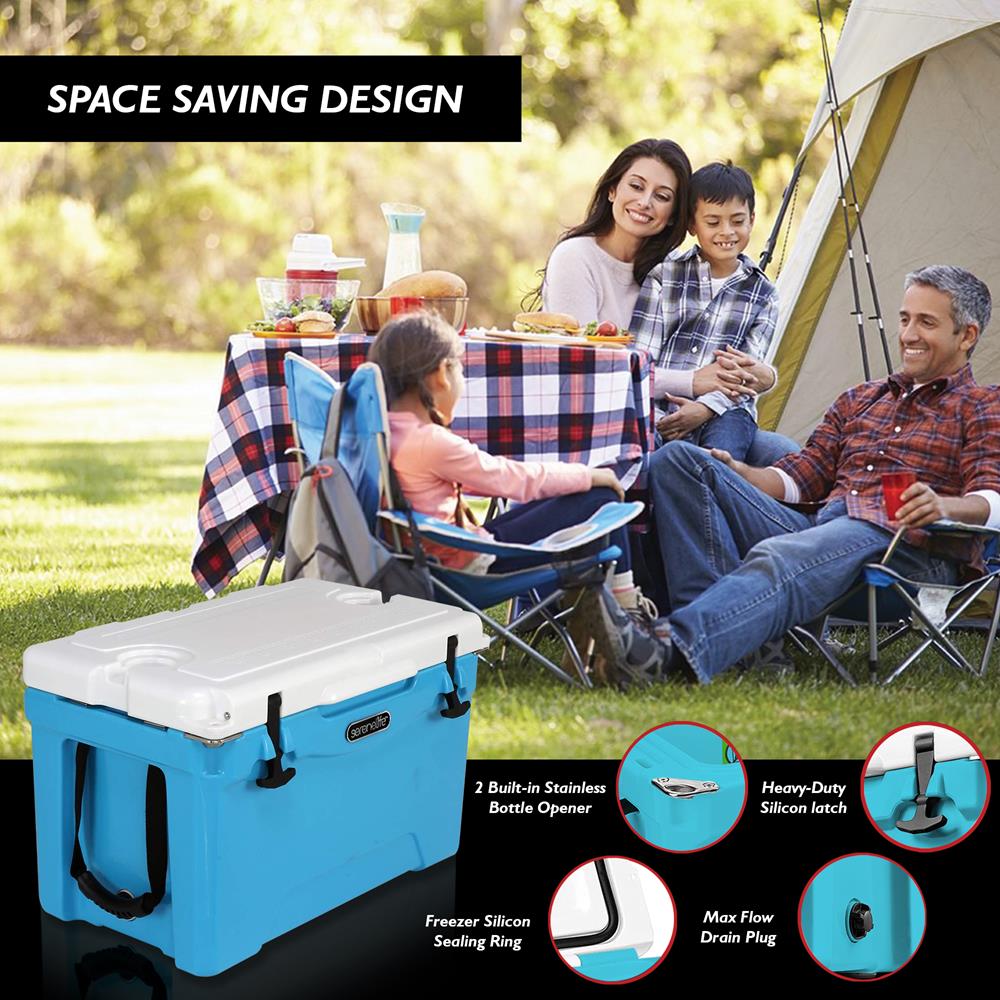 35 Qt Portable Cooler Box, 5-Day Ice Retention, 2-Way Handles