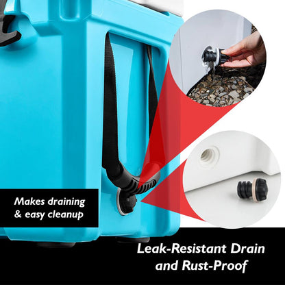 35 Qt Portable Cooler Box, 5-Day Ice Retention, 2-Way Handles, Blue