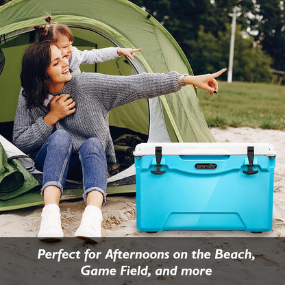 35 Qt Portable Cooler Box, 5-Day Ice Retention, 2-Way Handles, Blue
