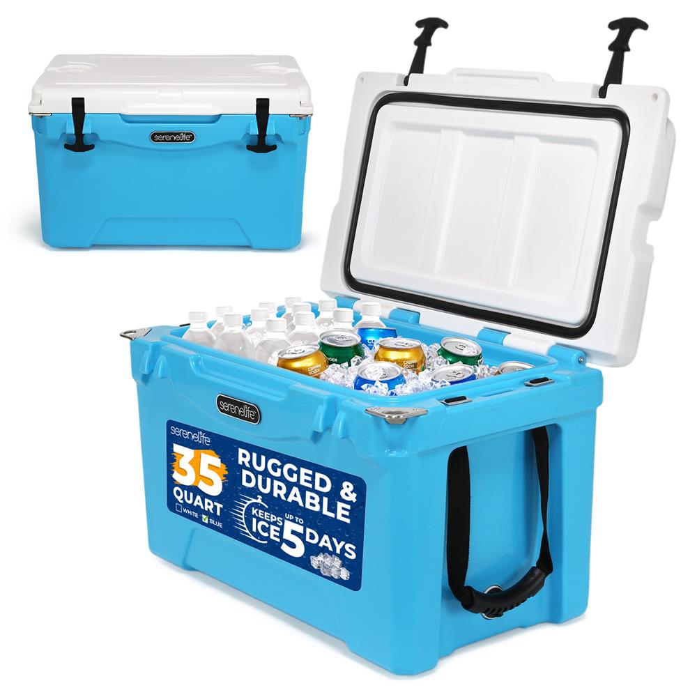 35 Qt Portable Cooler Box, 5-Day Ice Retention, 2-Way Handles