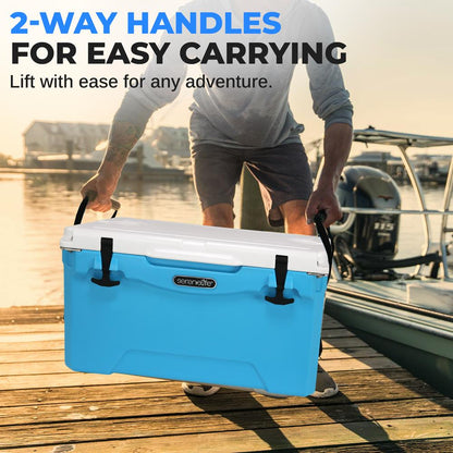 50 Qt Cooler Box, 5-Day Ice Retention, Heavy-Duty Insulation, Blue