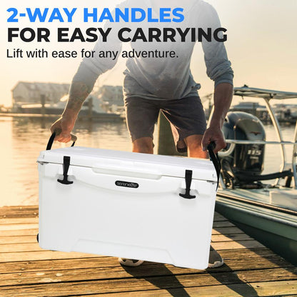 50 Qt Cooler Box, 5-Day Ice Retention, Heavy-Duty Insulation, White
