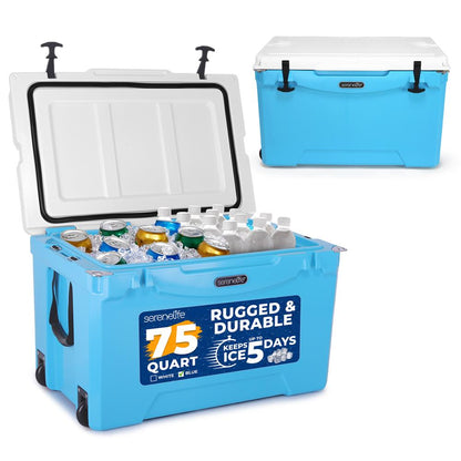 75 Qt Cooler Box, 5-Day Ice Retention, Rotomolded, Blue