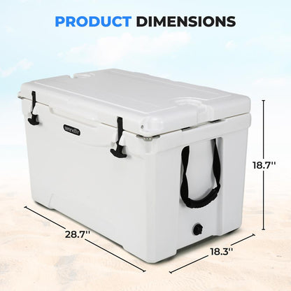 75-Quart Portable Cooler Box, 5-Day Ice Retention, Heavy-Duty, White
