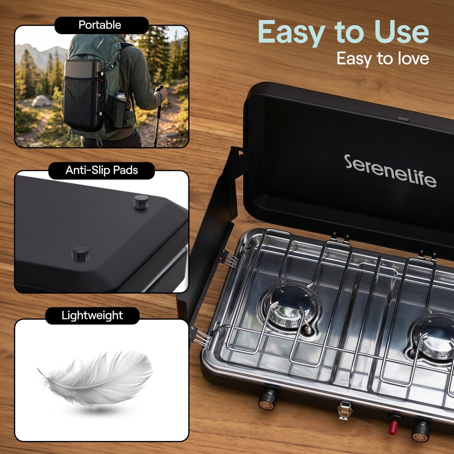 Serenelife Double Burner Stove With Electroplated Metal Pot