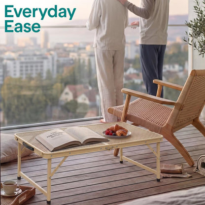 Serenelife Foldable Camping Table - 3Ft Medium-Sized Height Adjustable Portable Outdoor Table With Easy Fold Design, Space-Saving Storage, Weather-Resistant Surface For Camping, Fishing, Picnics & Outdoor Adventures (Beige)