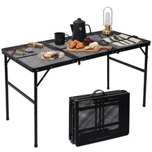 Serenelife Foldable Camping Table - 4Ft Large-Sized Height Adjustable Portable Outdoor Table With Easy Fold Design, Space-Saving Storage, Weather-Resistant Surface For Camping, Fishing, Picnics & Outdoor Adventures (Black)