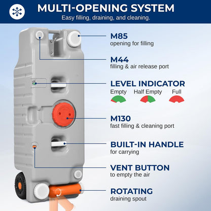 RV Water Tank 75L Easy Transport HDPE Gray
