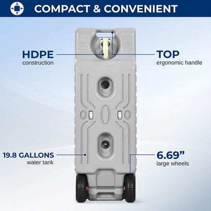 RV Water Tank 75L Easy Transport HDPE Gray