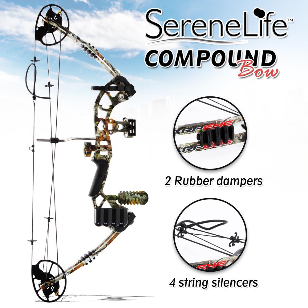 英国製ロングボウ 75lbs @ 30インチ Compound Bow Kit, Adjustable 30-70 lbs, 320 fps, Brown – Pyle USA