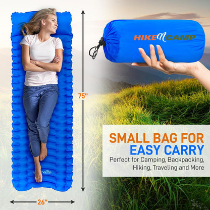 Sleeping Pad for Camping - Quick-Inflate, Tear-Resistant, Blue