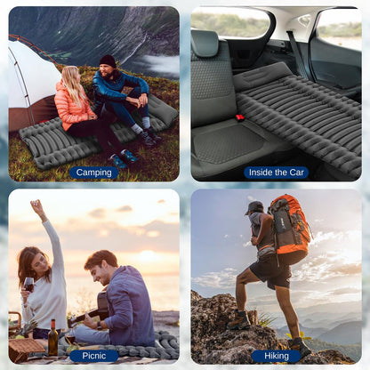 Sleeping Pad with Pillow - Fast Inflation, Tear-Resistant, Gray