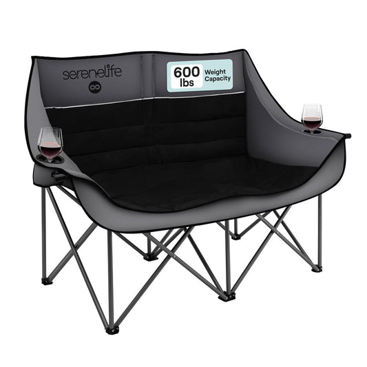Double Camping Loveseat Chair, Waterproof, 600D Canvas, Portable, 500 lbs Capacity