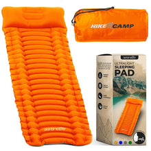 Ultralight Sleeping Pad + Carrying Bag - Lightweight & Compact Sleeping Mat For Backpacking, Hiking Air Mattress (Orange)