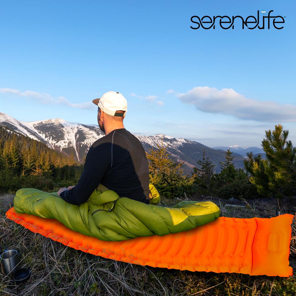 Sleeping Pad with Pillow - Fast Inflation, Tear-Resistant, Orange - Thumbnail 4