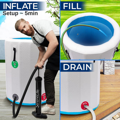 Inflatable Cold Plunge Tub 87.5 Gal Recovery Drop Stitch PVC
