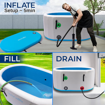 Inflatable Cold Plunge Tub 150 Gal Drop Stitch PVC Therapy Recovery