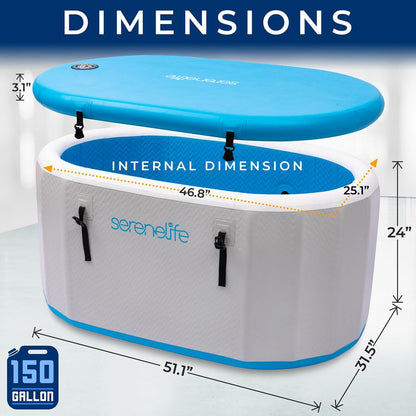 Inflatable Cold Plunge Tub 150 Gal Drop Stitch PVC Therapy Recovery