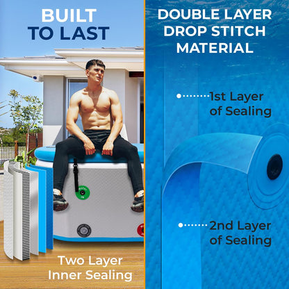 Inflatable Cold Plunge Tub 150 Gal Drop Stitch PVC Therapy Recovery