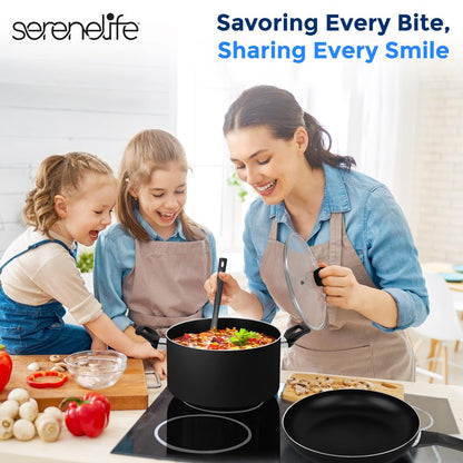 11-Piece Non-Stick Cookware Set, Even Heat, Black Coating