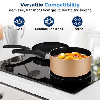 20-Piece Kitchenware Set, Even Heat, Non-Stick Coating, Gold