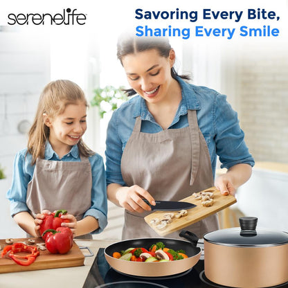 20-Piece Kitchenware Set, Even Heat, Non-Stick Coating, Gold