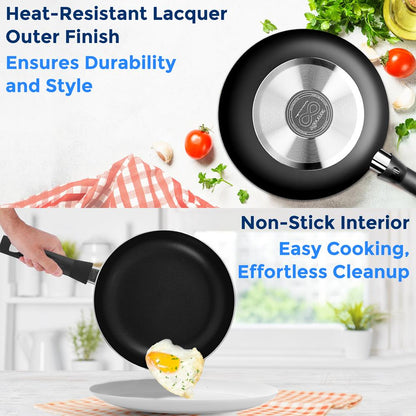 6-Piece Nonstick Cookware Set - Even Heat, Durable Coating, Black