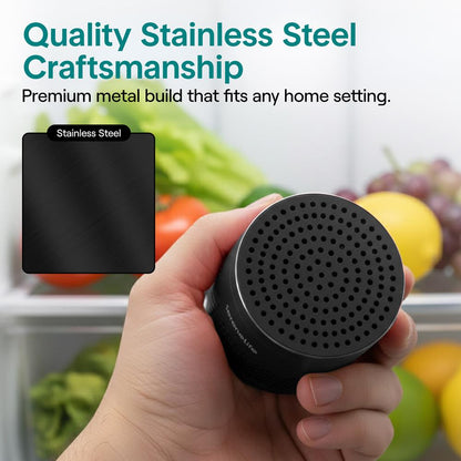Serenelife Round Refrigerator Deodorizer, Lasts Up To 10 Years, More Effective Than Baking Soda - With Natural Bamboo Air Purifying Technology (Black)