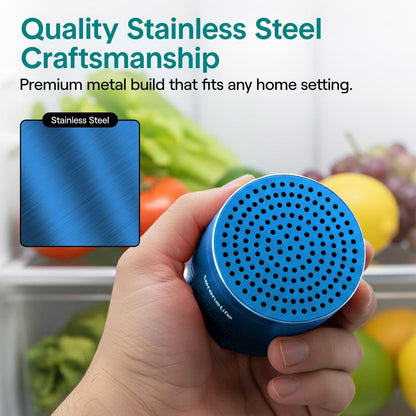 Serenelife Round Refrigerator Deodorizer, Lasts Up To 10 Years, More Effective Than Baking Soda - With Natural Bamboo Air Purifying Technology (Blue)