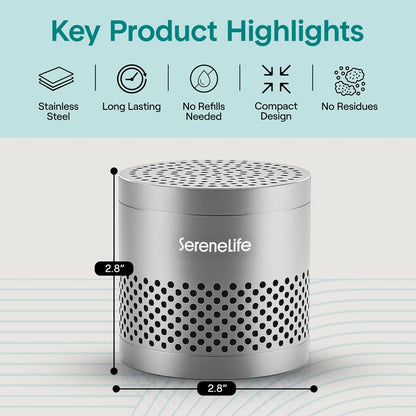 Serenelife Round Refrigerator Deodorizer, Lasts Up To 10 Years, More Effective Than Baking Soda - With Natural Bamboo Air Purifying Technology (Gray)