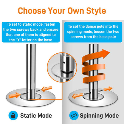 Spinning Dance Pole Extension 10" Steel Height Adjustable Fitness Training