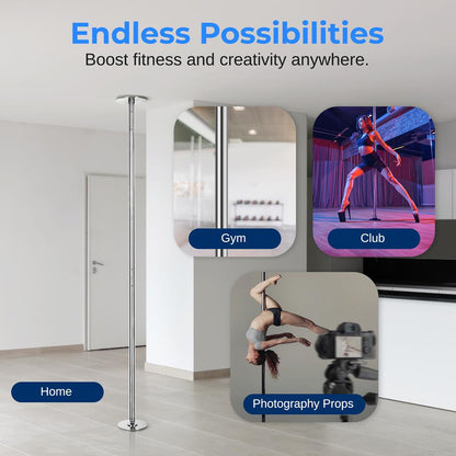 Spinning Dance Pole with Lights, Durable Steel, Adjustable Height