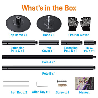 Adjustable Fitness Dance Pole, 1102 lb Capacity, Steel, Anti-Rust Surface