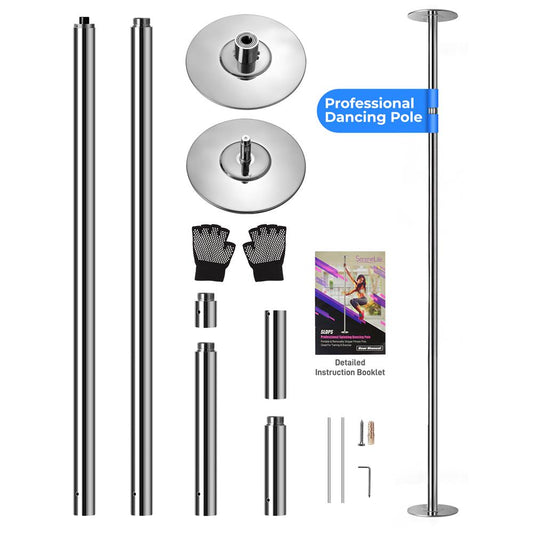 Portable Spinning Fitness Pole, Adjustable Steel, Chrome Finish