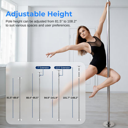 Portable Spinning Dance Pole, Adjustable Steel, Holds 1102 lbs