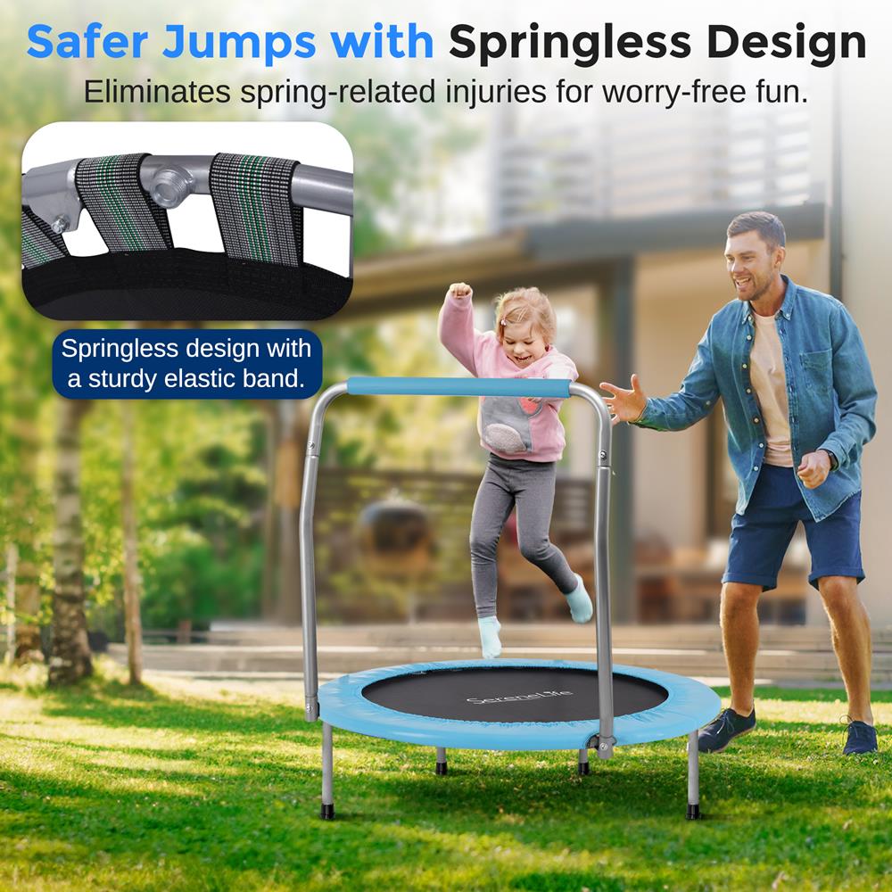 Toddler Trampoline, Safe Jump, Spring-less Design, Blue – Pyle USA