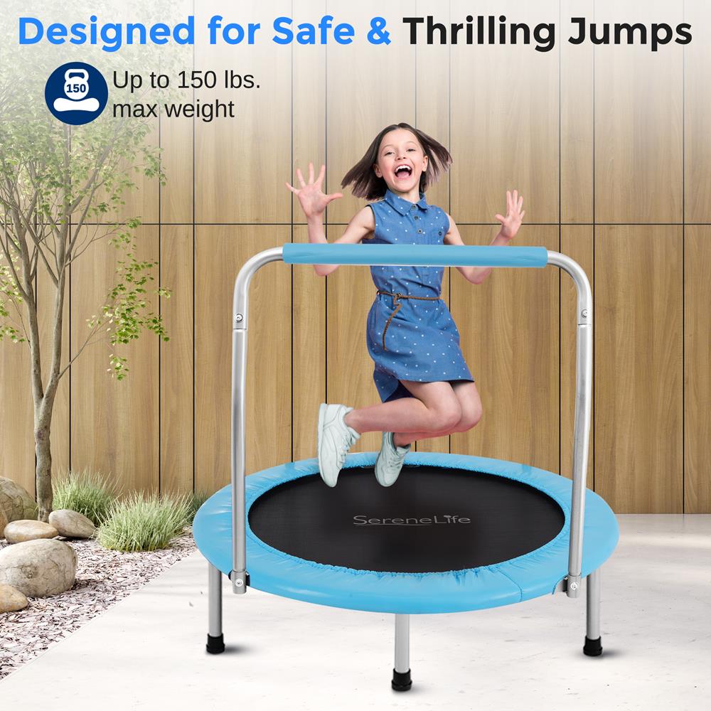 Toddler Trampoline, Safe Jump, Spring-less Design, Blue – Pyle USA