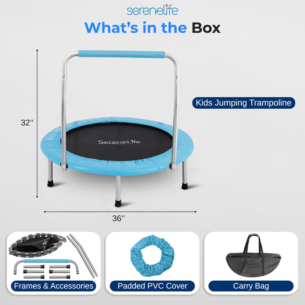 Toddler Trampoline, Safe Jump, Spring-less Design, Blue – Pyle USA