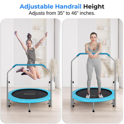 40" Foldable Trampoline, Weight Loss, Adjustable Handle, Sky Blue
