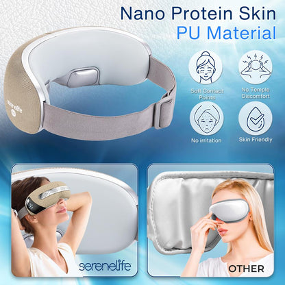 Smart Eye Massager, Relieves Strain, Heat Therapy, Bluetooth Music