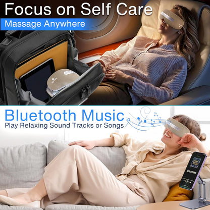 Smart Eye Massager, Relieves Strain, Heat Therapy, Bluetooth Music