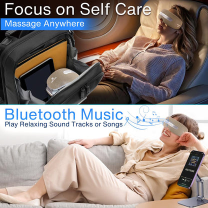 Smart Eye Massager, Relieves Strain, Heat Therapy, Bluetooth Music