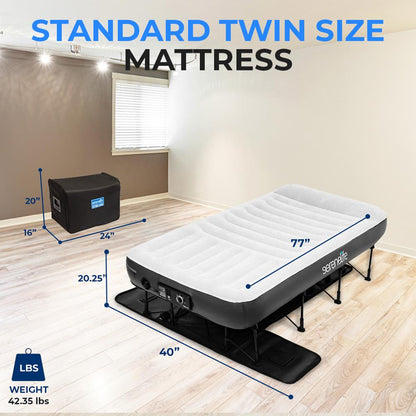 Inflatable Air Mattress with Frame, Auto Inflate, Memory Foam Cover