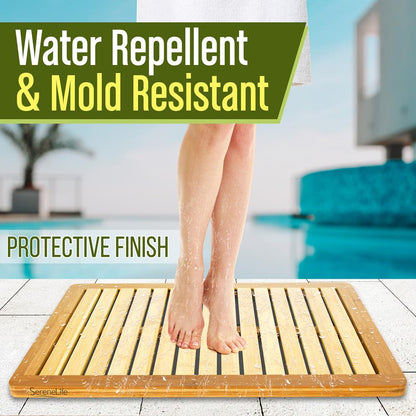 product image number 4 for SereneLife Natural Bamboo Shower Mat