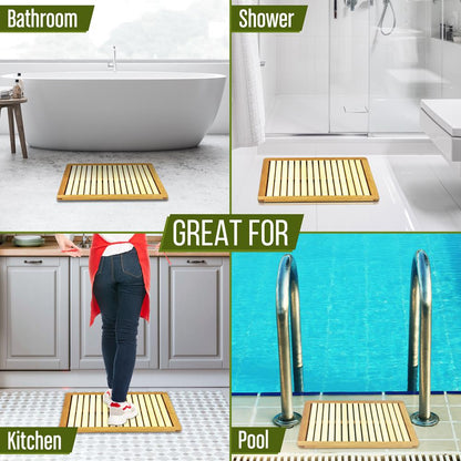 product image number 6 for SereneLife Natural Bamboo Shower Mat