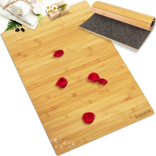 product image number 1 for SereneLife Bamboo Bathroom Floor Mat
