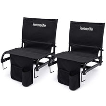 Serenelife Stadium Chair With Backrest  – Compact, Foldable, Lightweight & Durable For Outdoor Events And Sports Games (Black)