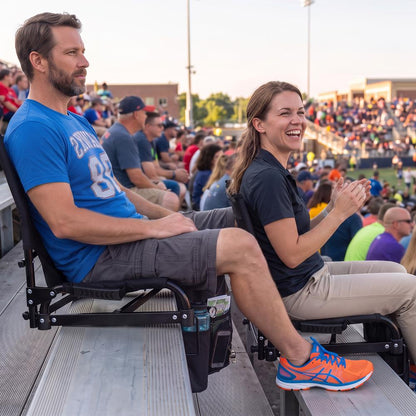 Serenelife Stadium Chair With Backrest  – Compact, Foldable, Lightweight & Durable For Outdoor Events And Sports Games (Black)