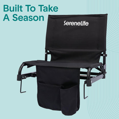 Serenelife Stadium Chair With Backrest –Compact, Foldable, Lightweight & Durable For Outdoor Events And Sports Games  (Black)