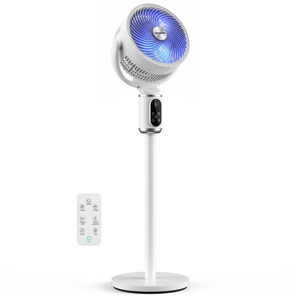 Serenelife Omni-Directional Fan With 90° Vertical And 60° Horizontal Auto Oscillation, 6 Speeds, 12-Hour Timer, And Ambient Light – Quiet 45W Fan For Home & Office (White)